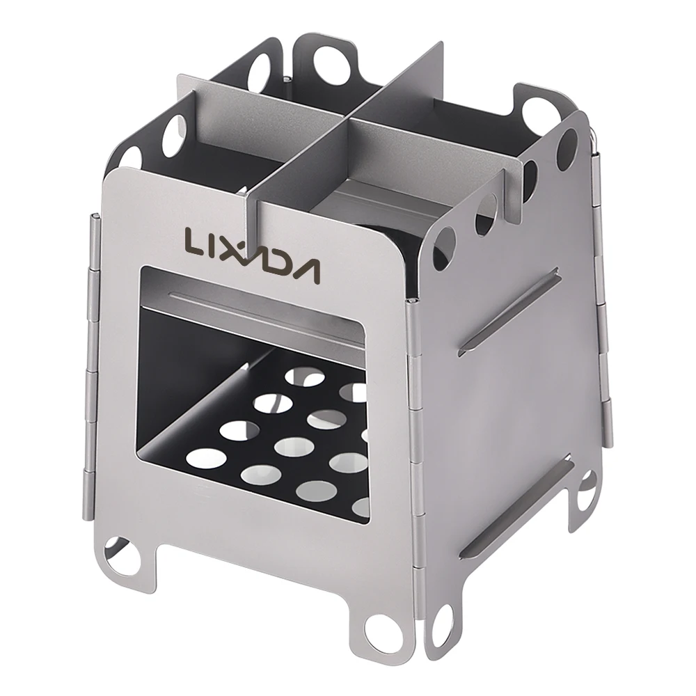 

Lixada Folding Portable Camping Stove Lightweight Titanium Wood Burner Outdoor Camping Backpacking Cooking Picnic Pocket Stove