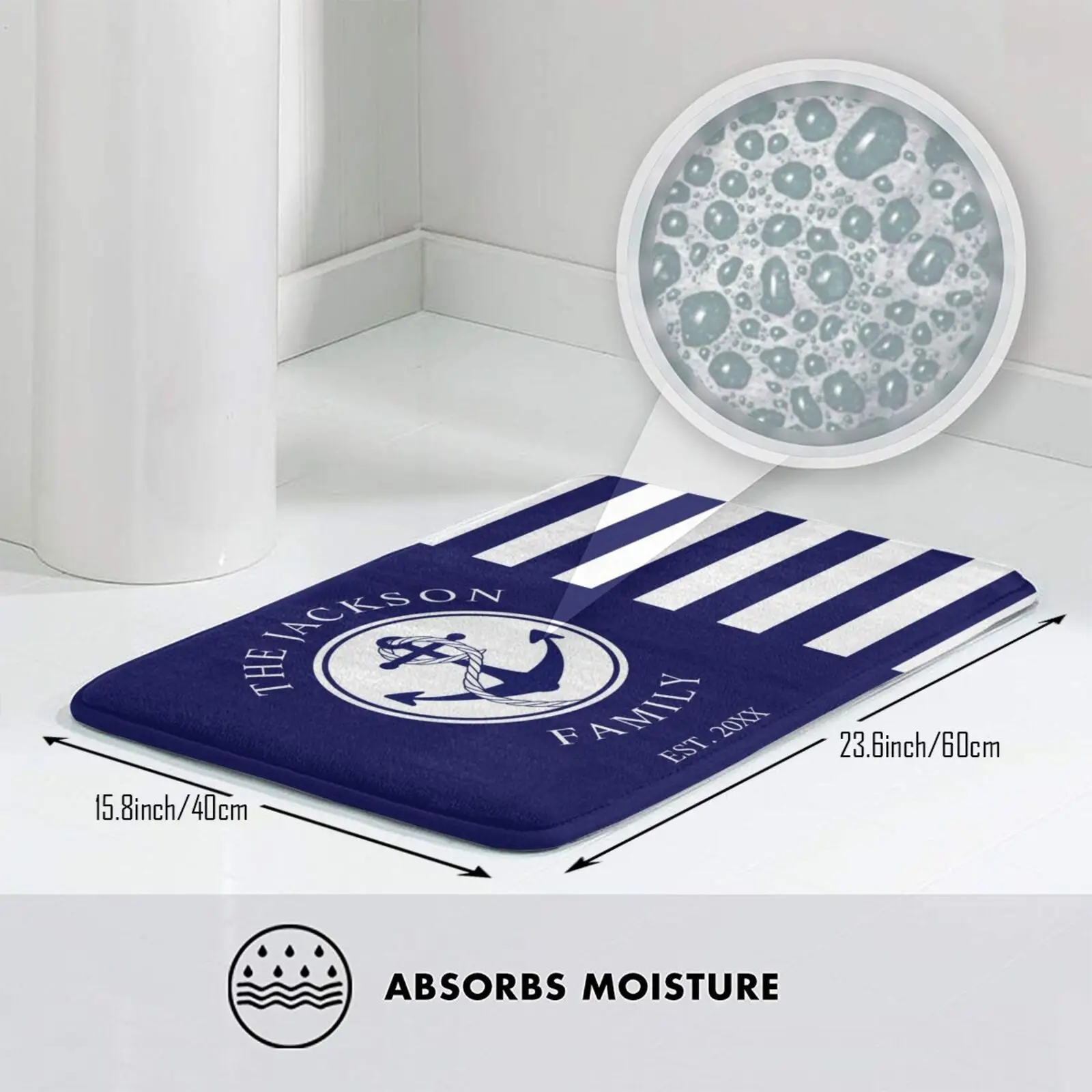 Темно-синий белый якорь морские дверные коврики кухонные мягкие для ванной