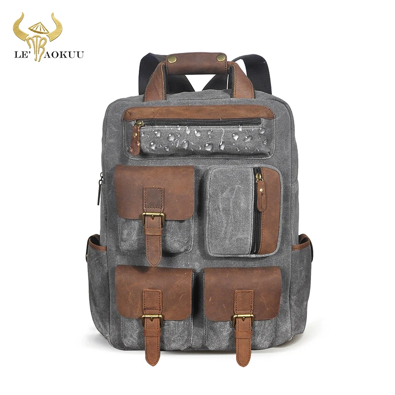 

Дизайнерская сумка для ноутбука из ткани и кожи Crazy Horse, сверхпрочный рюкзак для путешествий, школы, университета, колледжа, рюкзак для мужчин, 1170