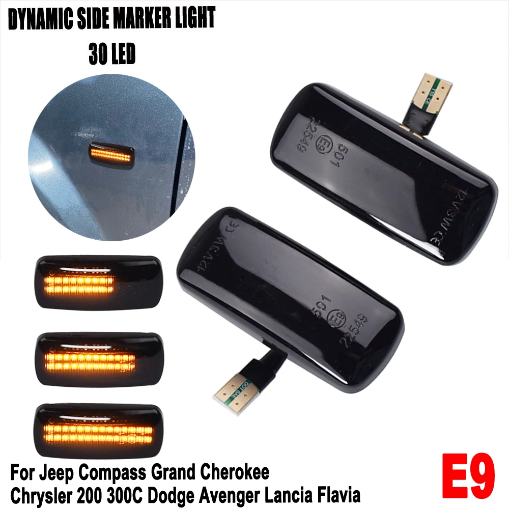 

Для Jeep Compass Patriot Commander Liberty Grand Cherokee Chrysler 200 300, динамический светодиодный боковой габаритный фонарь на крыло, мигалка, сигнальная лампа