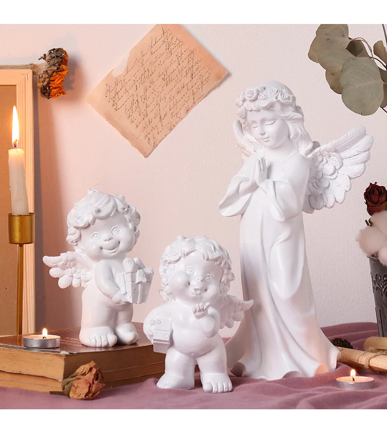 

Милая фигурка сказочной девочки ангела из смолы, мирная молитвенная скульптура, настольные украшения, ретро, цветок, фея, маленькая декоративная