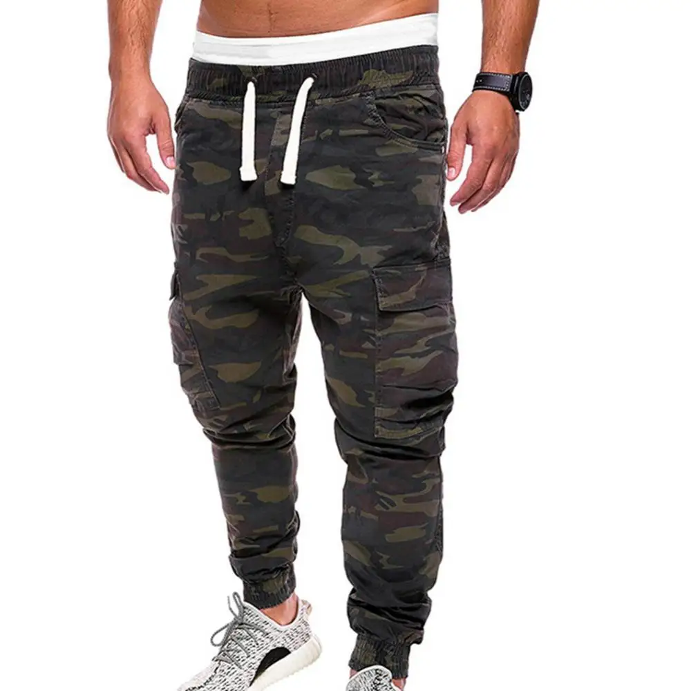 

Plus Size Men Military Camouflage Print Trousers Multi Pockets Cargo Jog Pants