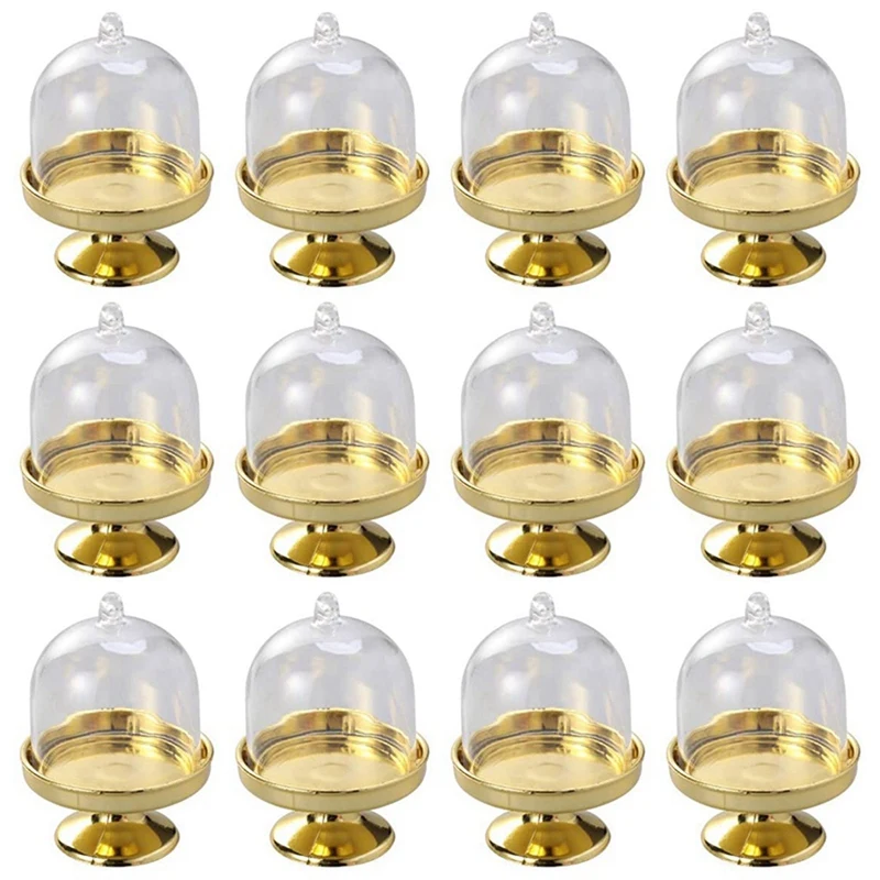

60-Piece Mini Cake Stand Chocolate Cake Candy Display Board With Lid For Birthday And Wedding Supplies (Golden Base)