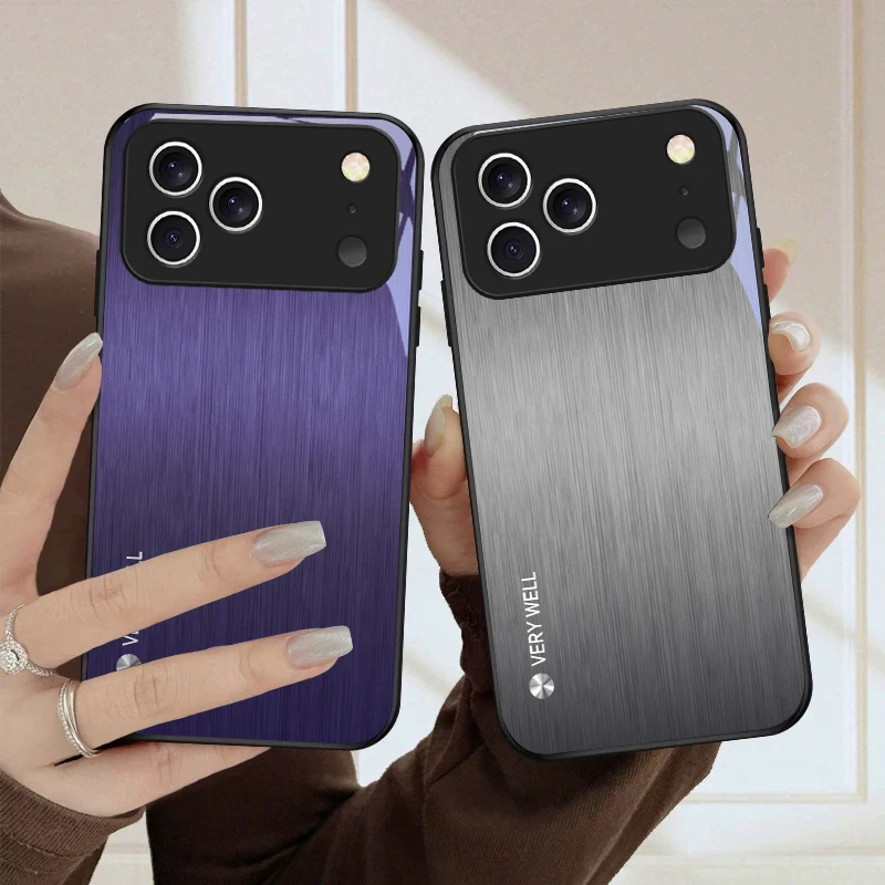 Черный стеклянный чехол для iPhone 17 Pro Max, 16E, 15 Plus, 14 Pro, 13, 12 mini, 11 Air, XS Max, 5, 6, 7, 8 Plus, SE с эффектом минималистичной обработки металла (art.: 3920db2df43f3) - 3920db2df43f3
