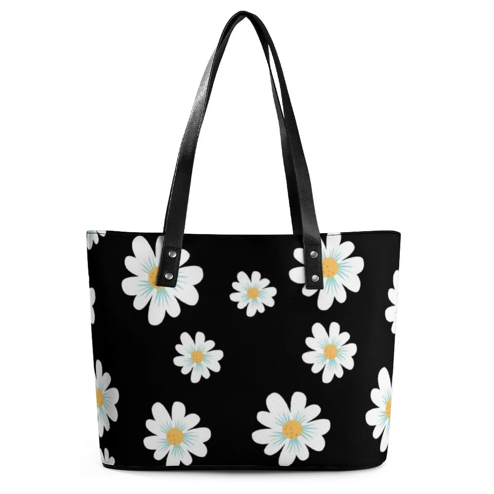 

Beautiful Daisy Pattern Handbags Daisies Flowers Print Travel Tote Bag Women Casual Shoulder Bag Designer PU Leather Beach Bags