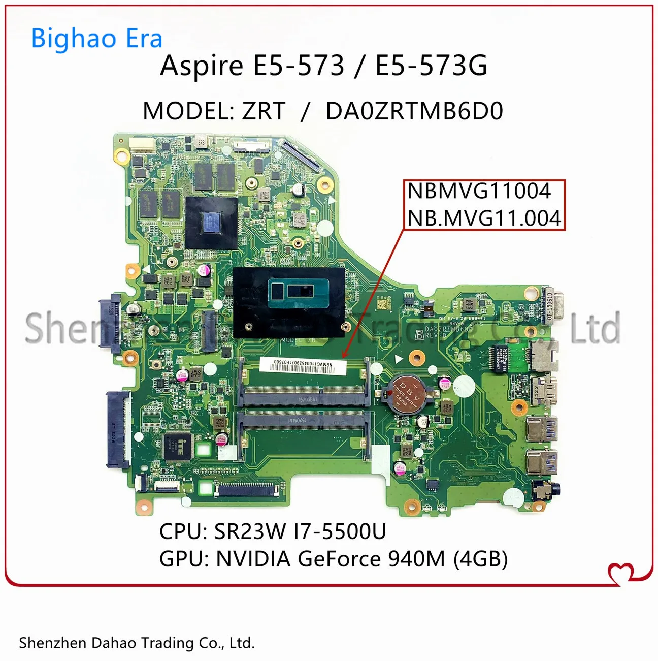 

Материнская плата для ноутбука Acer Aspire ZRT E5-573 DA0ZRTMB6D0 с процессором i7-5500U GT940M 4G-GPU NBMVG11004 NB.MVG11.004 протестирована