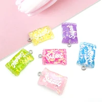10pcslot simulation resin candy gummy keychain charms polymer clay cute earrings necklace pendants diy for craft jewelry making