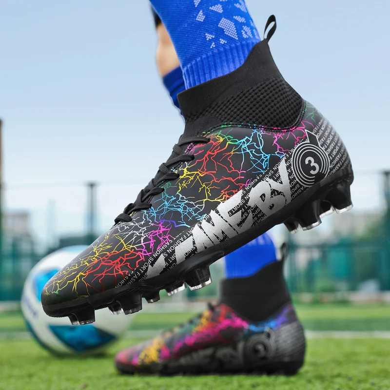Men Soccer Shoes High-top Football Boots Professional Field Boots Children's Athletic Shoes Cleats Sneakers Tenis Soccer Hombre