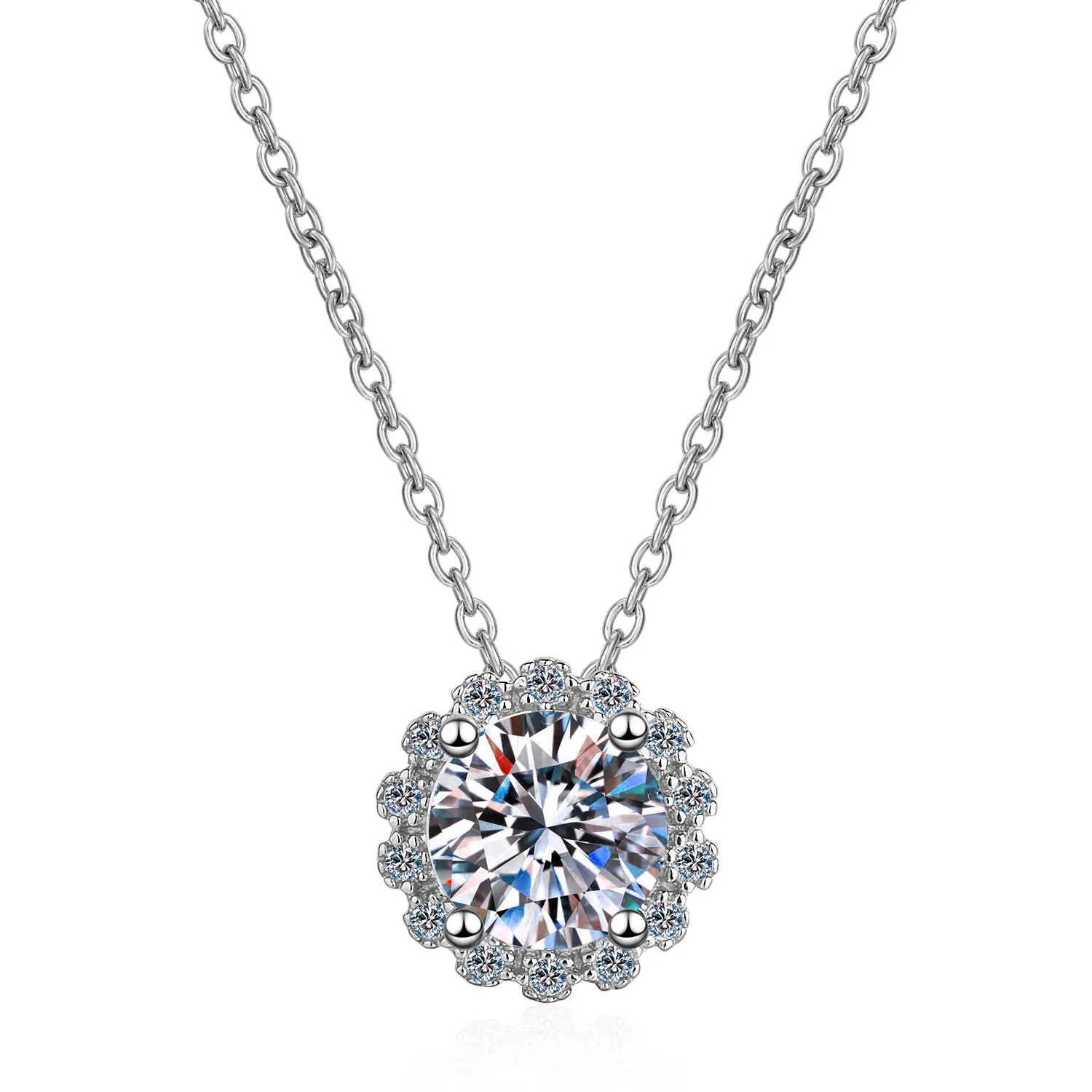 

Real 1 Carat D Color Moissanite Bridal Pendant Necklace 100% 925 Sterling Silver Sparkling Engagement Party Fine Jewelry