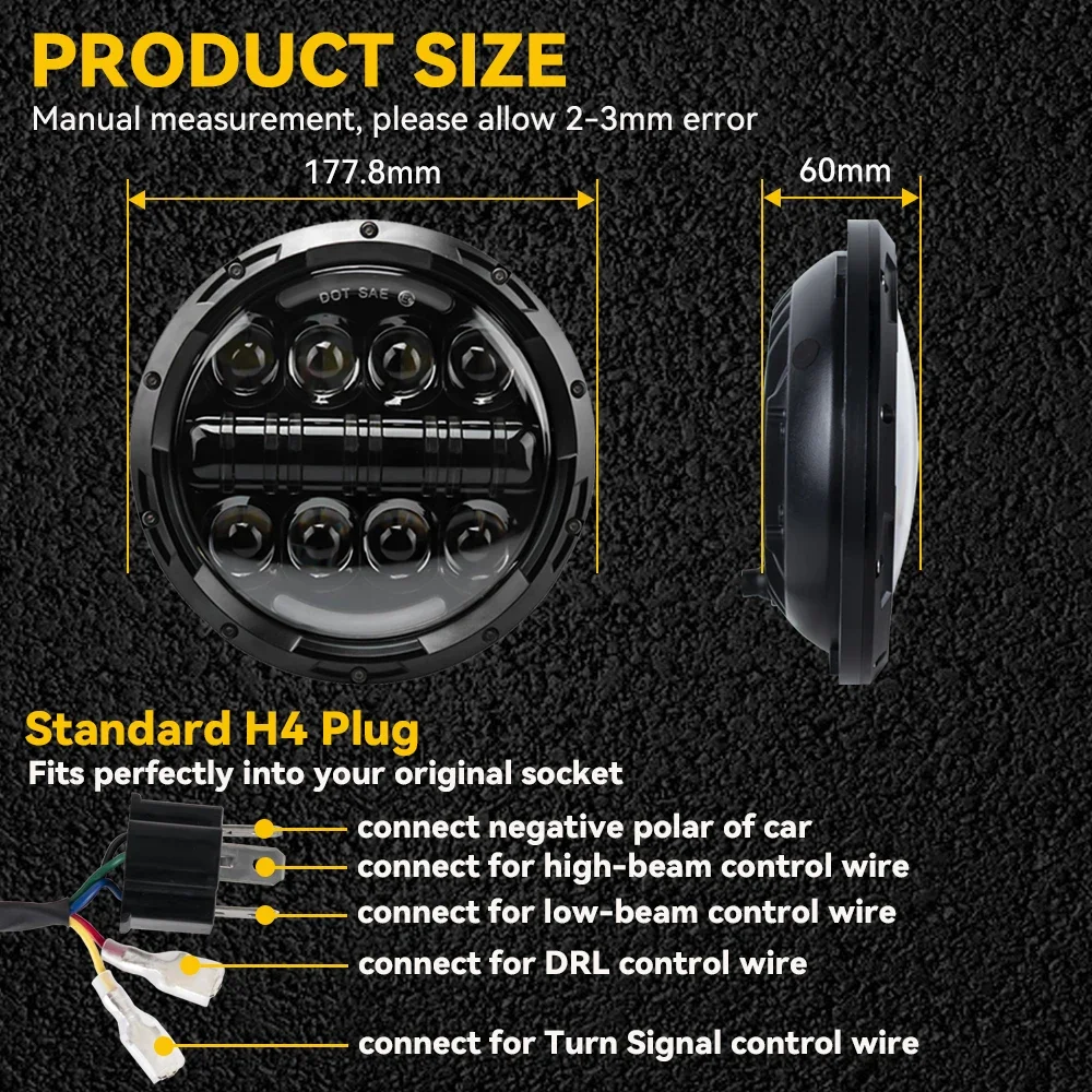 Для Harley Softail Touring Ultra Classic Electra Street Glide Road King Yamaha фары для мотоцикла 7 дюймов Круглая