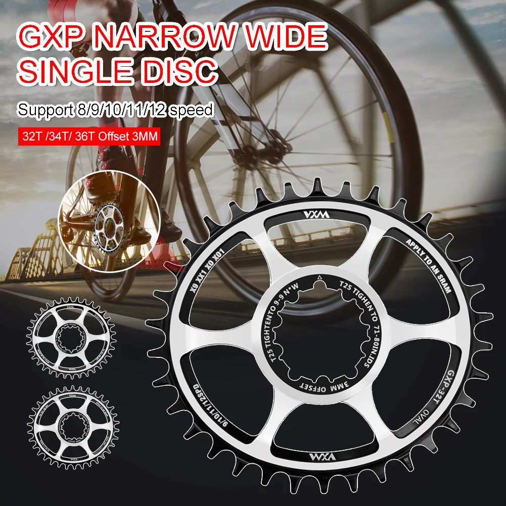 

Bicycle Oval Narrow Wide Chainring 32T/34T/36T Bike Single Speed Crankset 3MM Offset For SRAM XX1 X0 X01 X9 GXP Bike Chainwheel