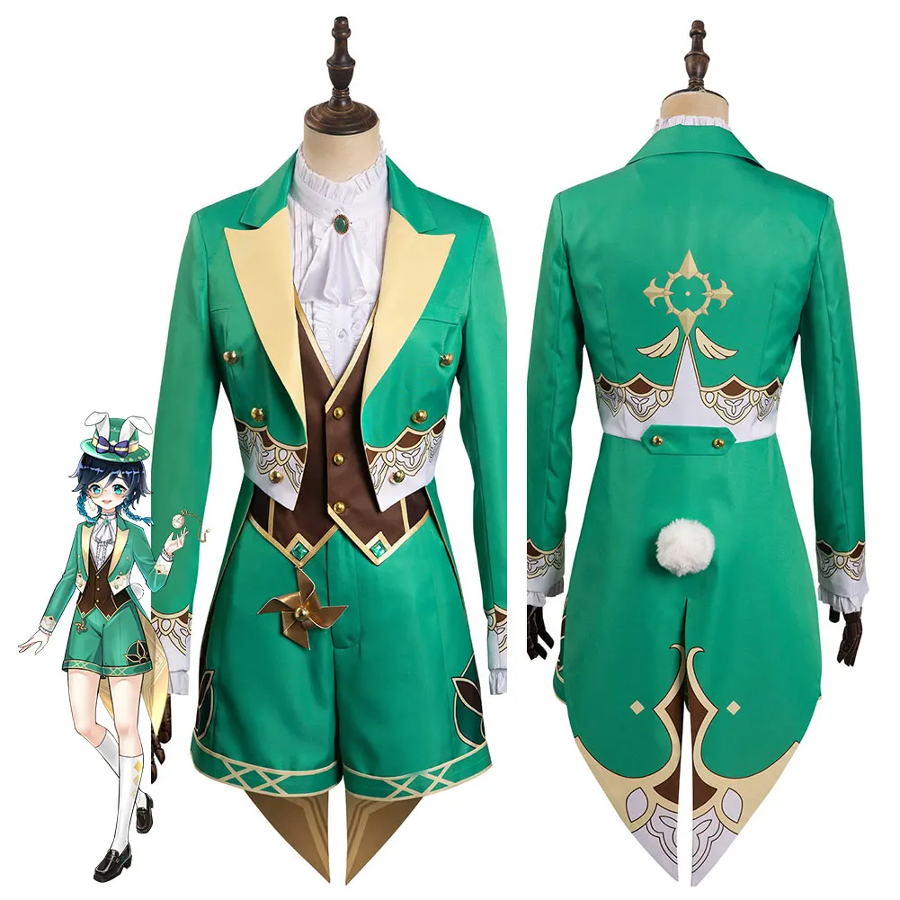 

Костюм для косплея Genshin Cos Impact Venti Alice Cos в стране чудес, костюм мистер Банни, костюмы на Хэллоуин, карнавальный костюм