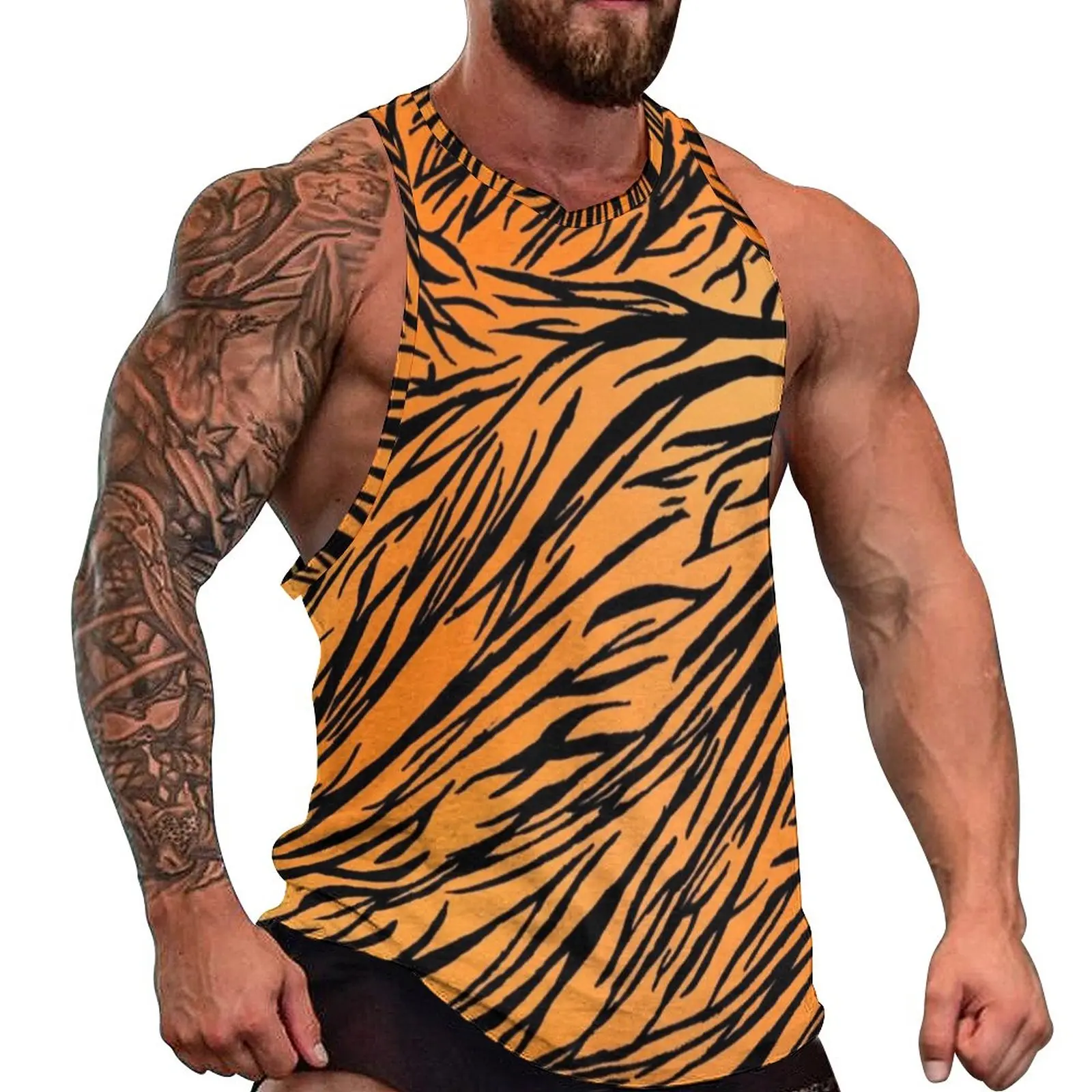 

Майка мужская летняя с принтом тигра, крутая тренировочная рубашка в черную полоску, без рукавов, с графическим принтом, размеры 3XL, 4XL, 5XL