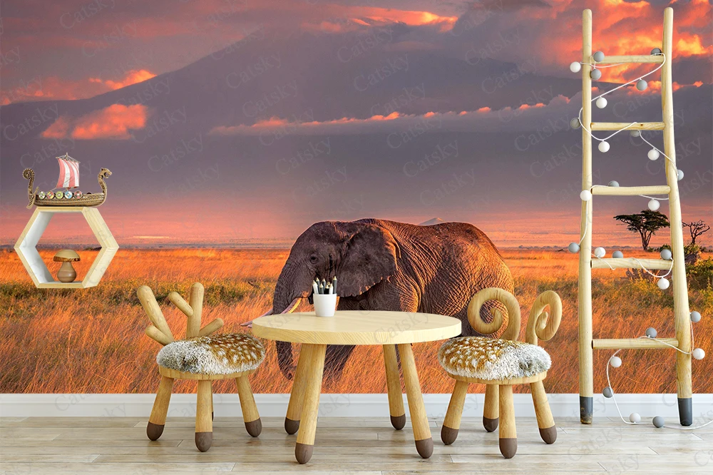 Индийский Слон раннее утро Животные наклейки на стену детская комната потолок
