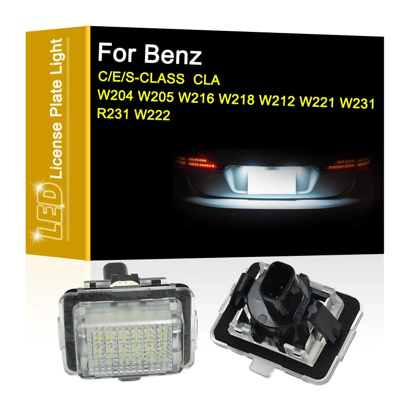 

12V LED Number Plate Lamp For Benz W204 W205 W216 W218 W212 W221 W222 SL W231 CLA White License Plate Light Assembly
