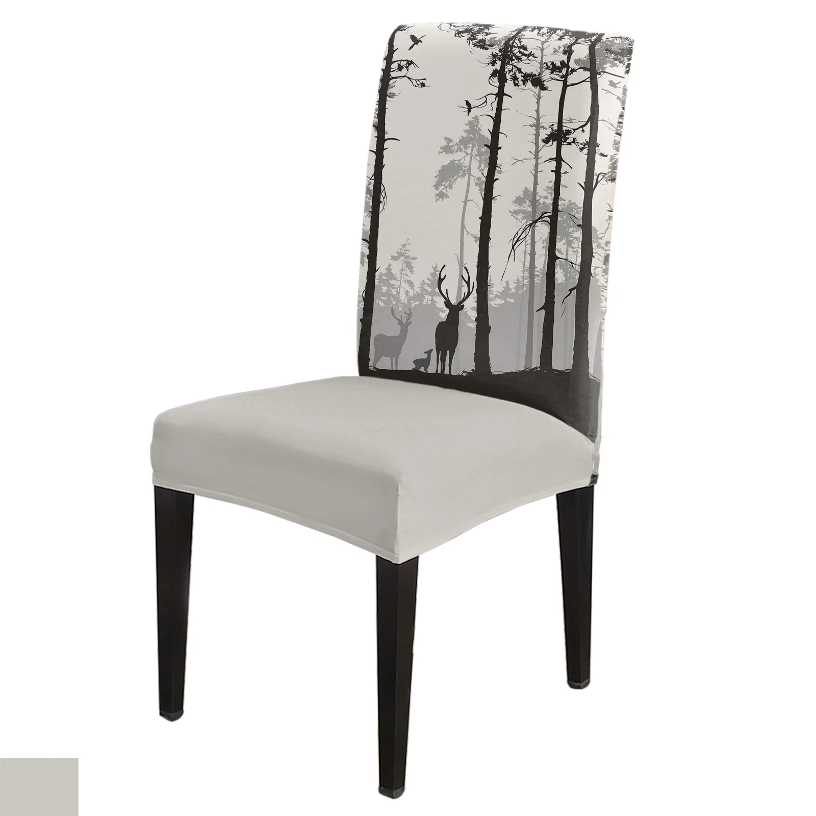 

Силуэт Северного соснового дерева, чехлы для обеденных стульев, эластичное сиденье из спандекса для свадебной кухни, банкета, искусственное сиденье