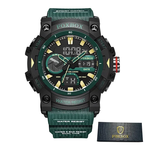 FOXBOX Мужские цифровые часы с двойным дисплеем