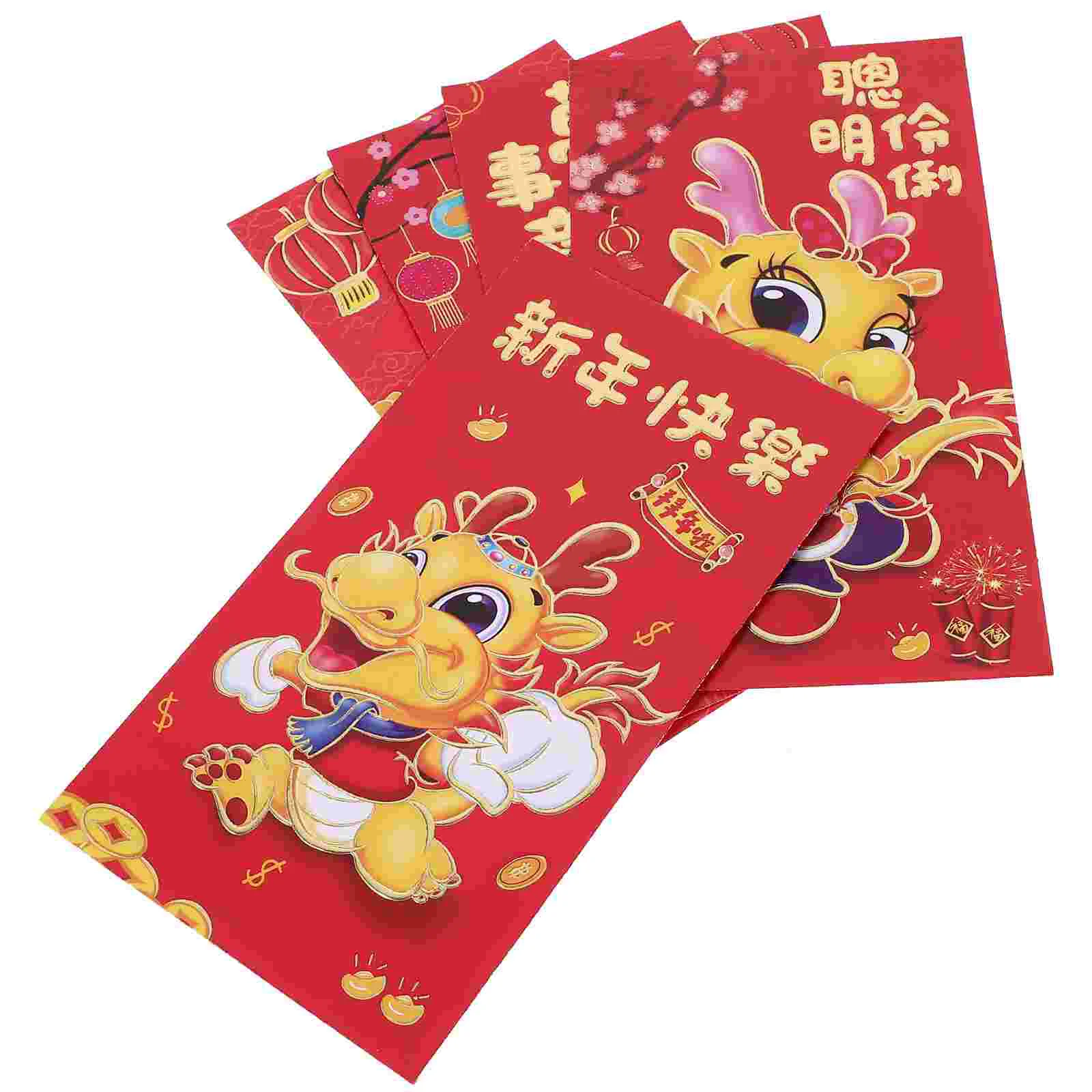 

30Pcs Chinese Red Packets Dragon Design Red Envelopes Red Packets Money Pockets (Mixed Style)