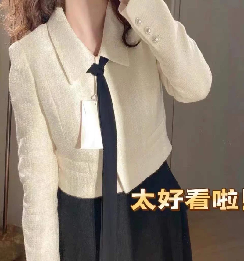 Женский комплект из 2 предметов элегантный короткий жакет трапециевидной черной