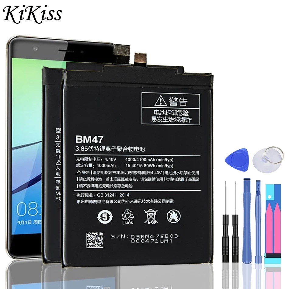 

Батарея BM47 для телефона Xiaomi Redmi 3 3S 3X 4X 3 pro Note 3 5 5A Pro Mi 5X BM46 BN31 BN45, сменные батареи