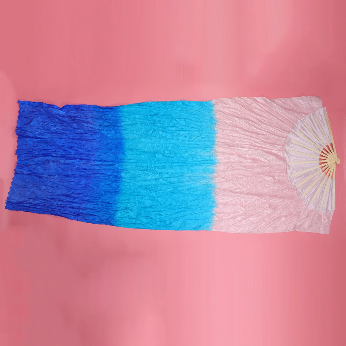 

Belly Dance Fan Veils Long Folding Fan Gradient Color Handheld Fans for Japanese Chinese Stage Performance Supplies 18m Blue