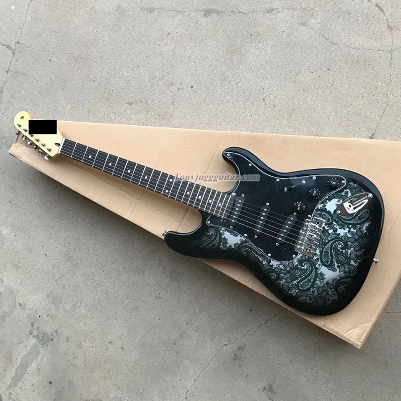 

Custom shop Black Paisley ST Electric Guitar，Dot Inlays，Rosewood fingerboard
