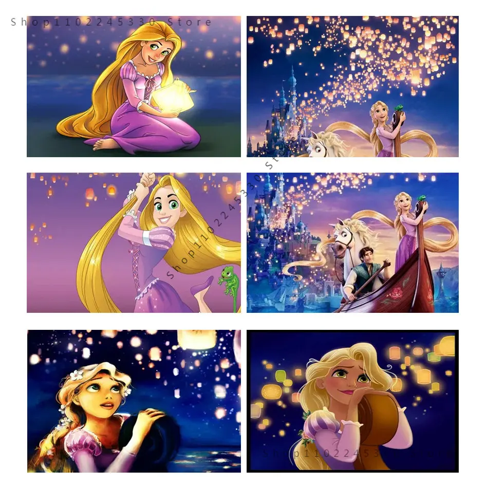 

Canvas Painting Posters and Prints Cartoon Rapunzel Princess Stitch Movie Disney Anime Wall Art Home Decoration Kids Room Decor