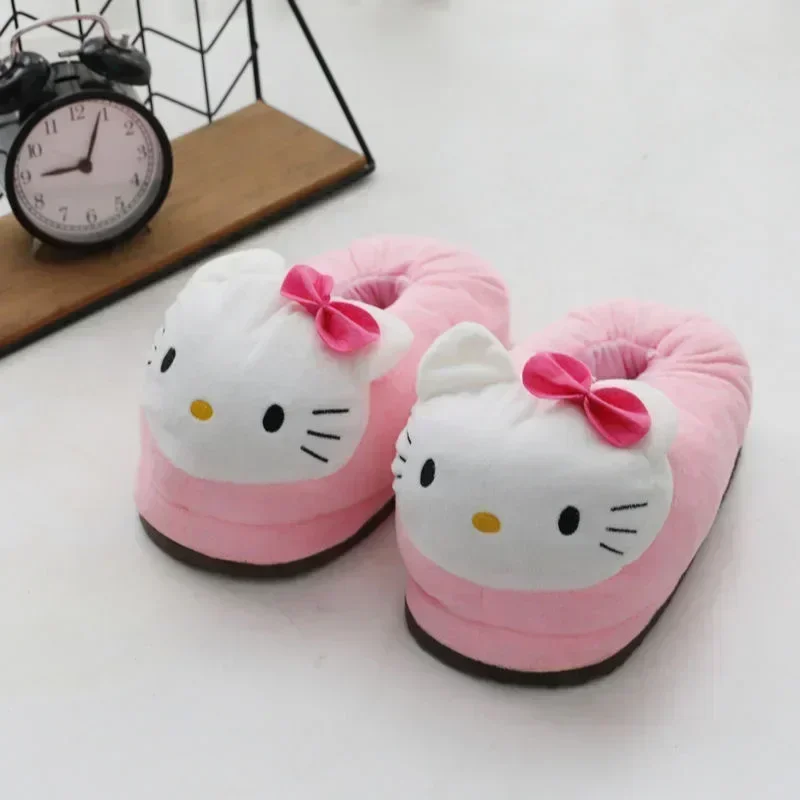 Хлопковые тапочки Sanrio Hellos Kitty зимние мягкие Флисовые Тапочки розового красного