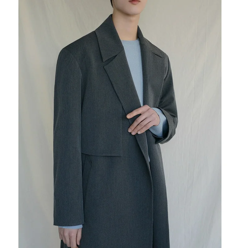 Мужская Повседневная ветровка средней длины трендовая Длинная до колена в