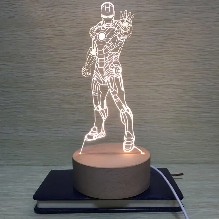 3D светодиодный ночник Marvel Железный человек светильник льник для детской спальни
