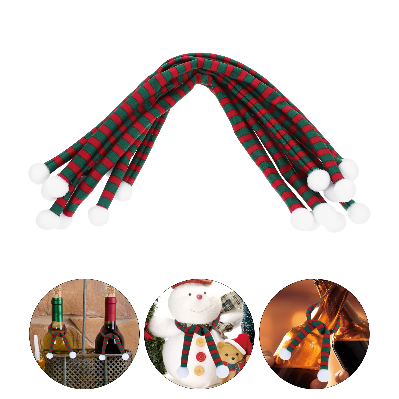 

10pcs Mini Scarf Decoration Christmas Themed Scarf Bottle Mini Scarf Scarf