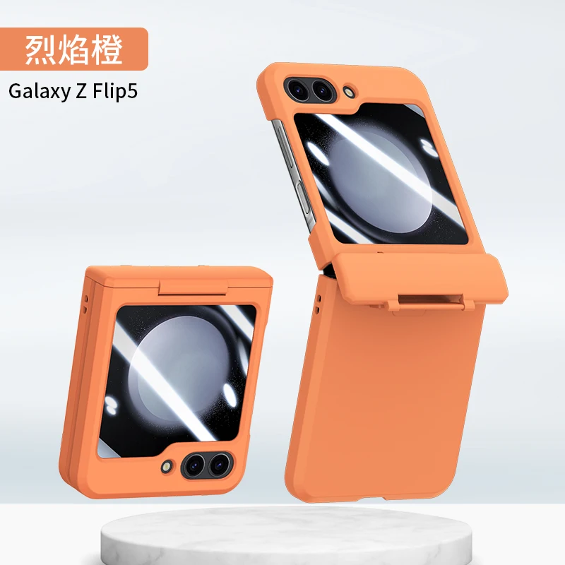 Высококачественный однотонный чехол для телефона Samsung Galaxy Z Flip 5 4 3 5G Стильный