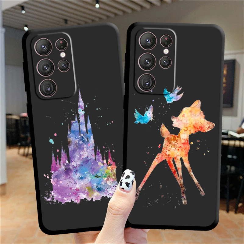 

Disney Castle Dumbo Bambi Phone Case For Samsung S23 S22 S21 S20 FE Ultra Pro Lite S10 S9 S8 5G S10E M52 Plus Black Cover