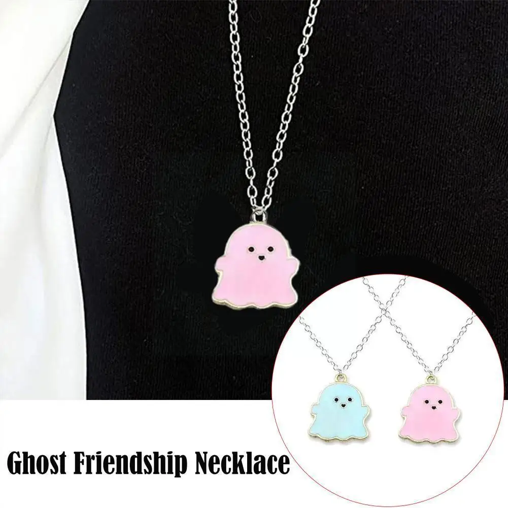 

Sweet Ghost Couple Necklace Cute Cartoon Ghost Friendship Couple Pendant Necklaces For Girlfriends Best Friend Jewelry Girl Y7j8