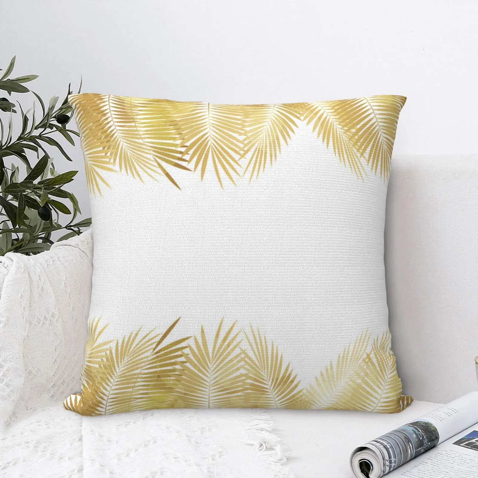 

Gold Leaves 6 Pillow Case Zipper Pillow Case Decorative Living Room Pillow Pillow Case Ornamental Pillows For Living Room Soft