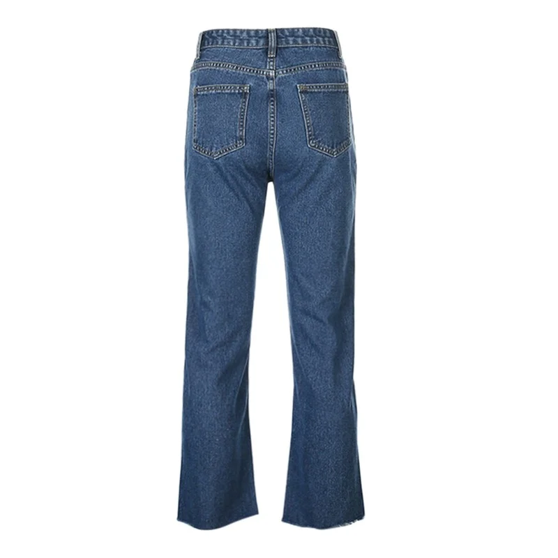 Women Spring Autumn Loose Comfortable Denim Pants 2021 High Waist Slim Butterfly Embroidered Straight Casual Classic Jeans Pop