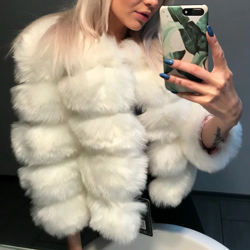S-2XL Mink Coats Women 2021 Winter Top Fashion Pink FAUX Fur Coat Elegant Thick Warm Outerwear Fake Fur Woman Jacket Fluffy 2021