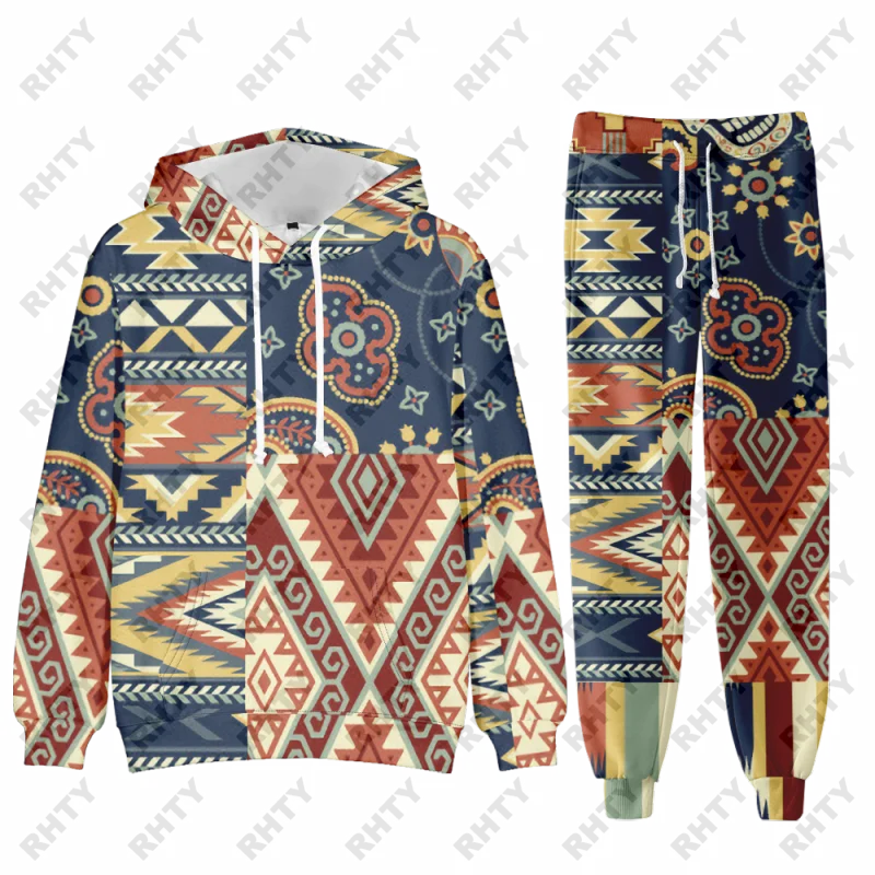 Baroque Court Style Hoodie/Suit Men's Luxury Tribe 3D Printed Sweatshirt&ampTrousers Set Fashion Unisex Streetwear Clothing 4XL