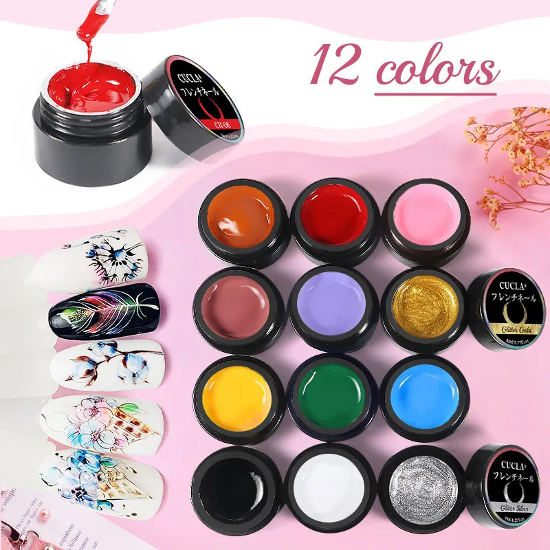 

Francheska 8ML Jelly Gel For Nail Extensions 12 Colors Crystal Hard Gel Nails Varnish Glitter 3D Thick Gels Nail Art Manicures