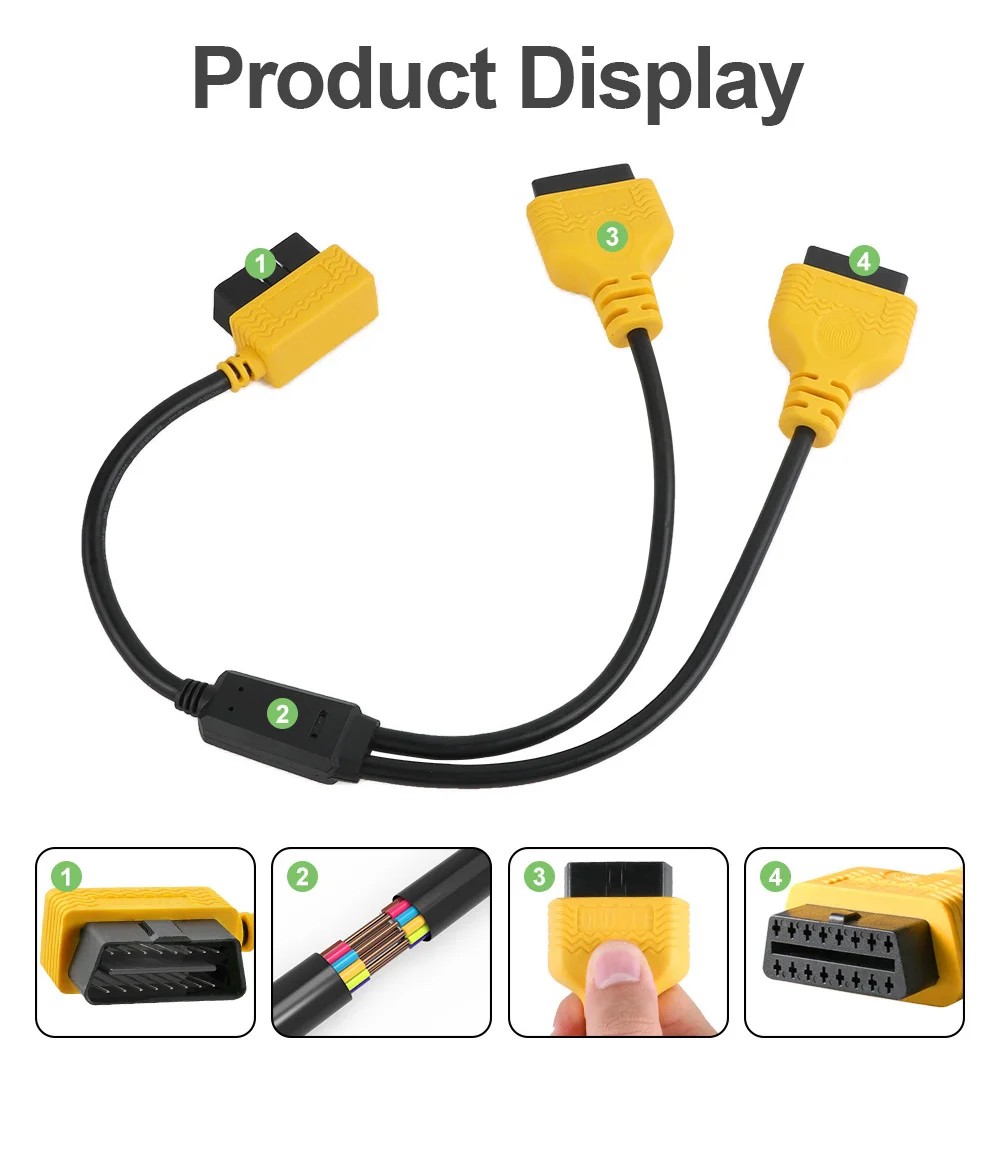 Адаптер AUTOOL от 1 до 2 лампочек кабель OBD OBDII Автомобильный штекер-гнездо удлинитель