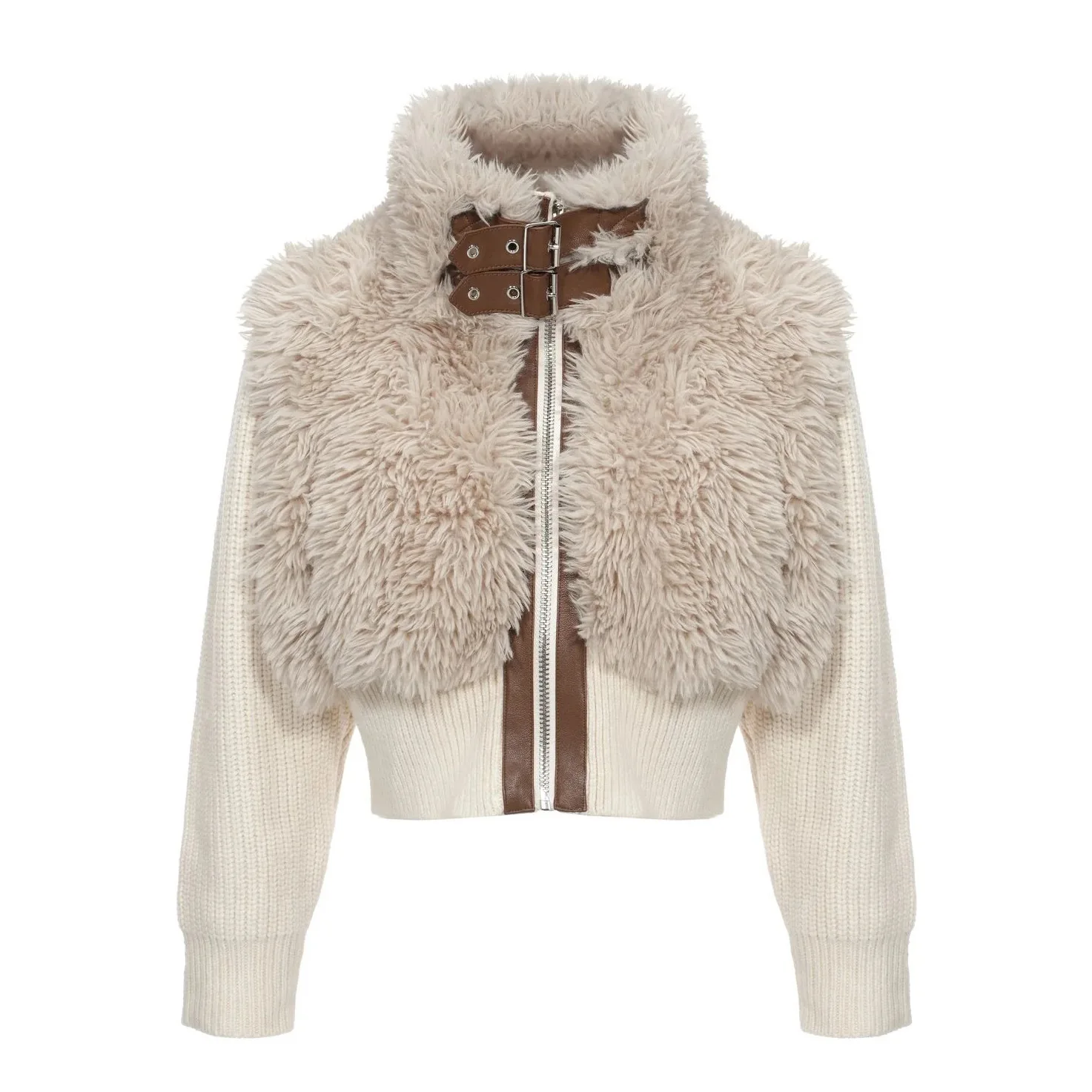 Женская куртка в американском уличном стиле с кожаным плетением и курткой из