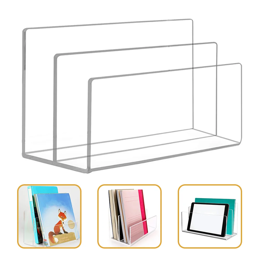 

Holder File Organizer Desktop Acrylic Desk Magazine Folder Sorter Letter Stand Mail Book Paper Brochure Bin Box Storage