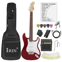 irin st 21 frets 6 strings electric guitar kit solid wood paulownia body maple neck with speaker guitar parts accessories
