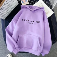 2023 letter print new hooded sweater women's spring long-sleeved lazy style loose hooded top 1