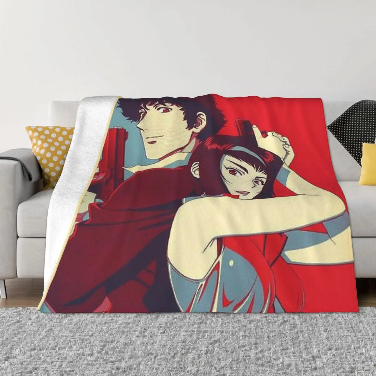 

Cowboy Bebop Spike Spiegel Faye Valentine Anime Partner Portable Warm Throw Blankets for Bedding Travel