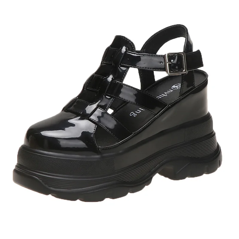 Женские сандалии-гладиаторы на толстой подошве удобные босоножки в римском