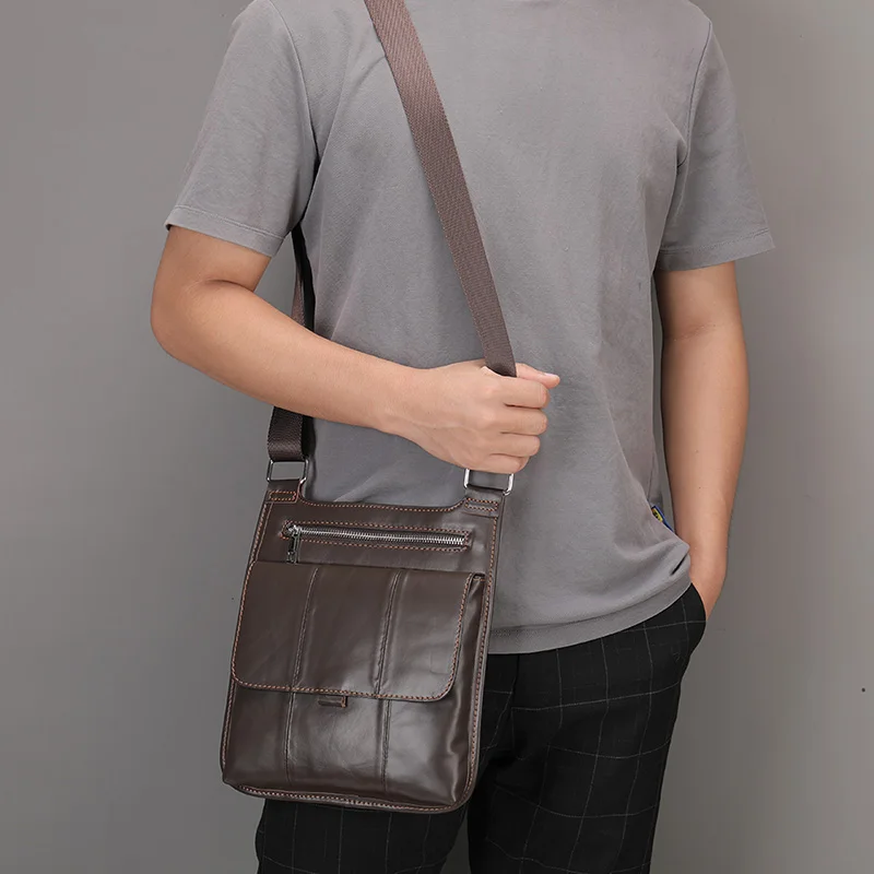 WESTAL Men's Shoulder Bag Causal Crossbody Bags for Men Genuine Leather Messenger Bag Men's Desinger Bags Leather Flap Male