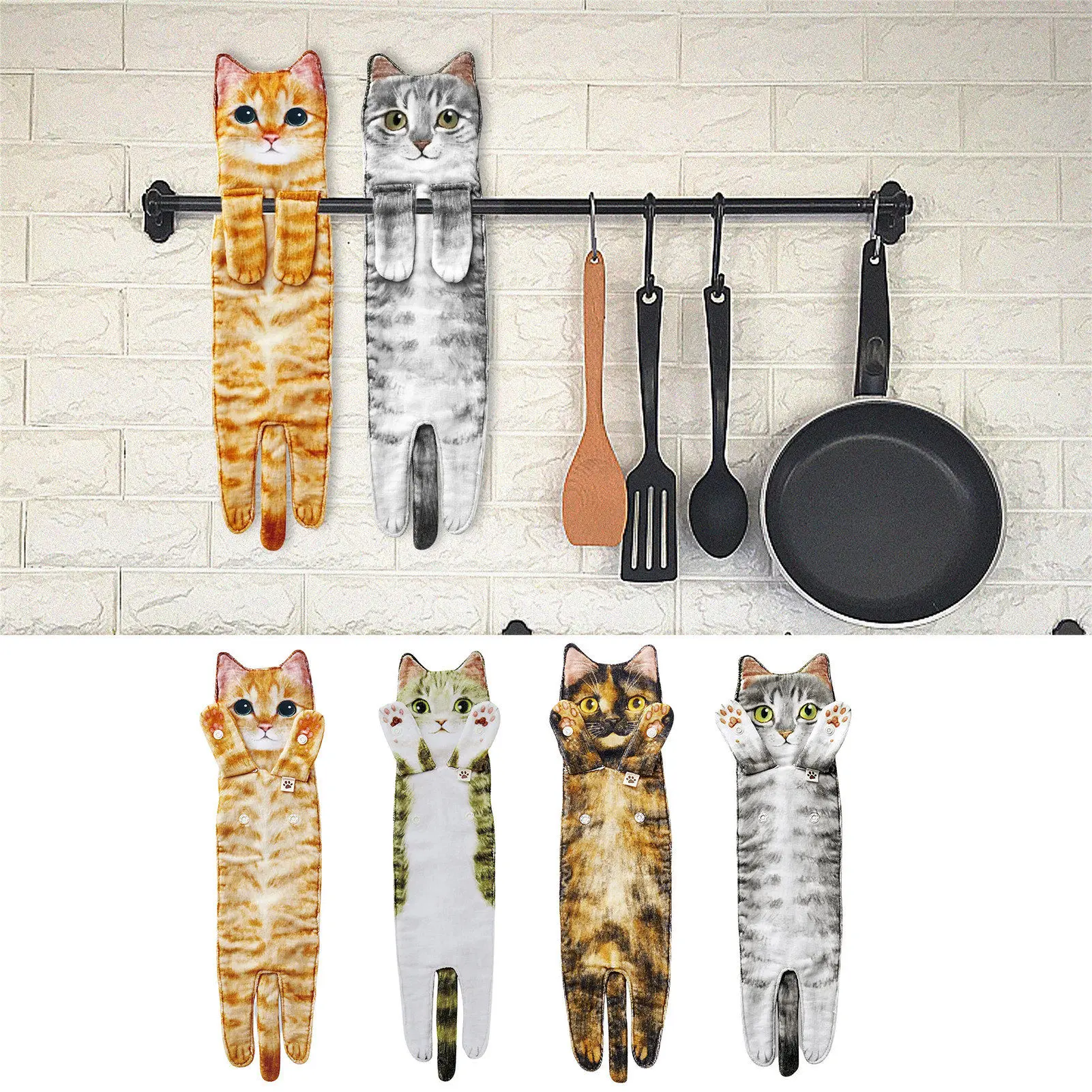 

Funny Cat Hand Towels Decor Kitchen Hangings Towels The Whole One Cat Shape Wipe Hand Towel Cute Cat Gifts Lovers Bathroom Decor