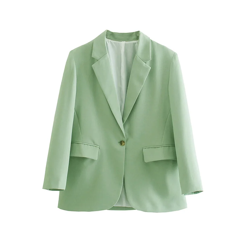 

2022 autumn new women's lapel single-breasted two-pocket retro jacket lapel long-sleeved ladies blazer autumn top