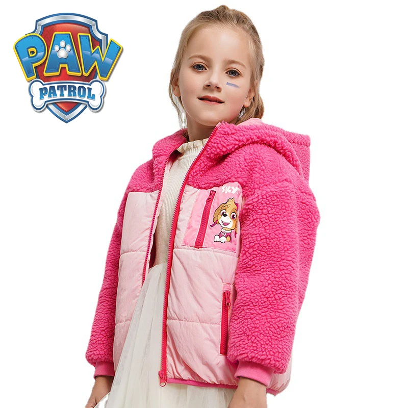

Paw Patrol Autumn Winter Children's Clothing Skye Figure Girls Cotton Clothing Lamb Velvet Quilted Jacket Cardigan Cotton-padded